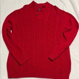 Men's 2xl Tall Chaps sweater red cable knit Henley long sleeve